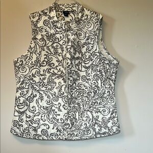 Basic Editions cream with grey pattern sleeveless corduroy lined vest size 1X